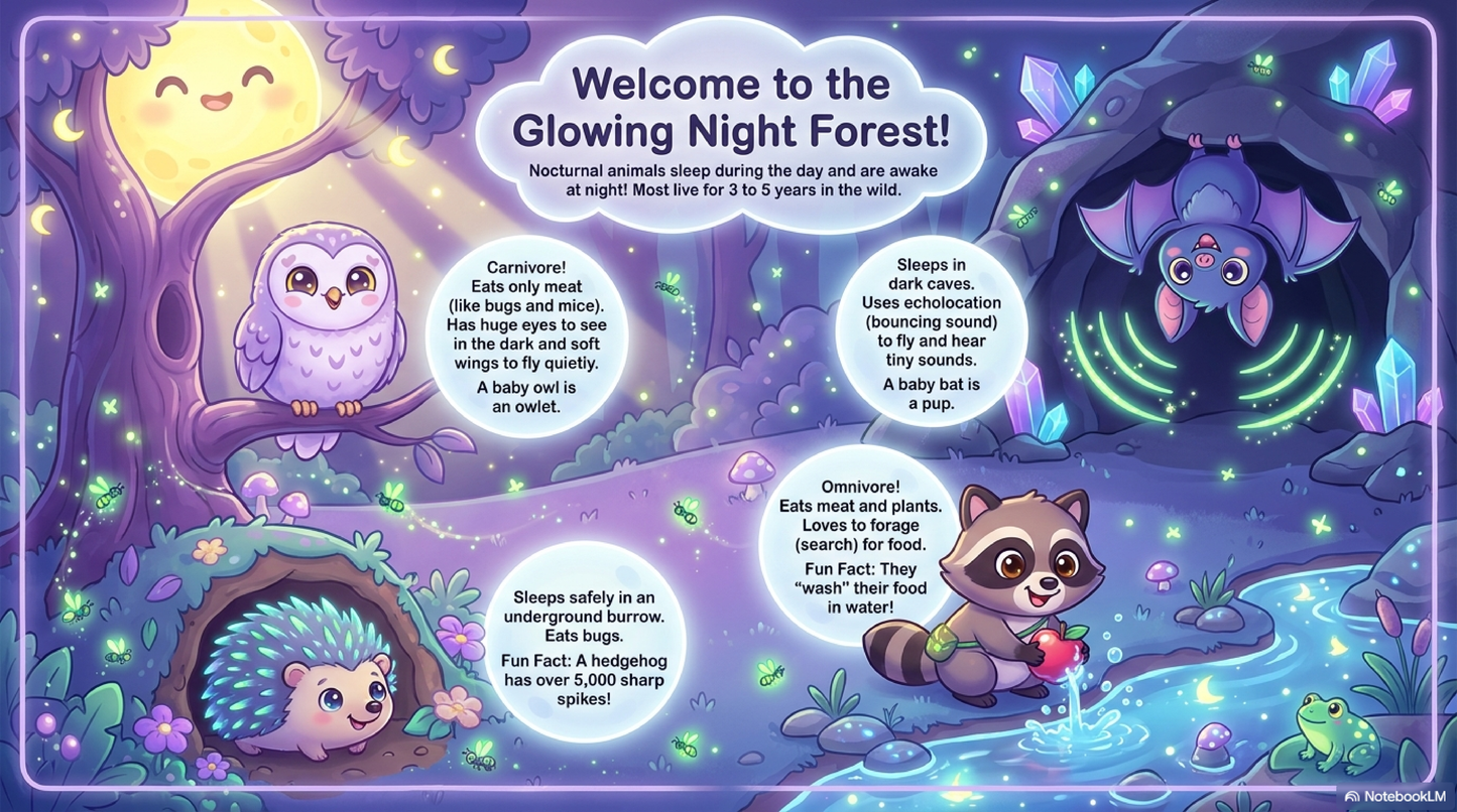 Nocturnal Animals Activity Workbook - LittleMindsHomeschool