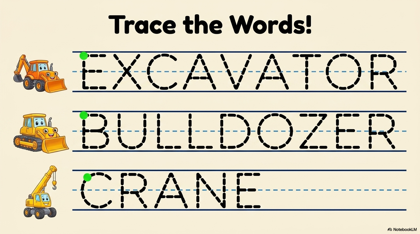 Construction Vehicles Activity Workbook - LittleMindsHomeschool
