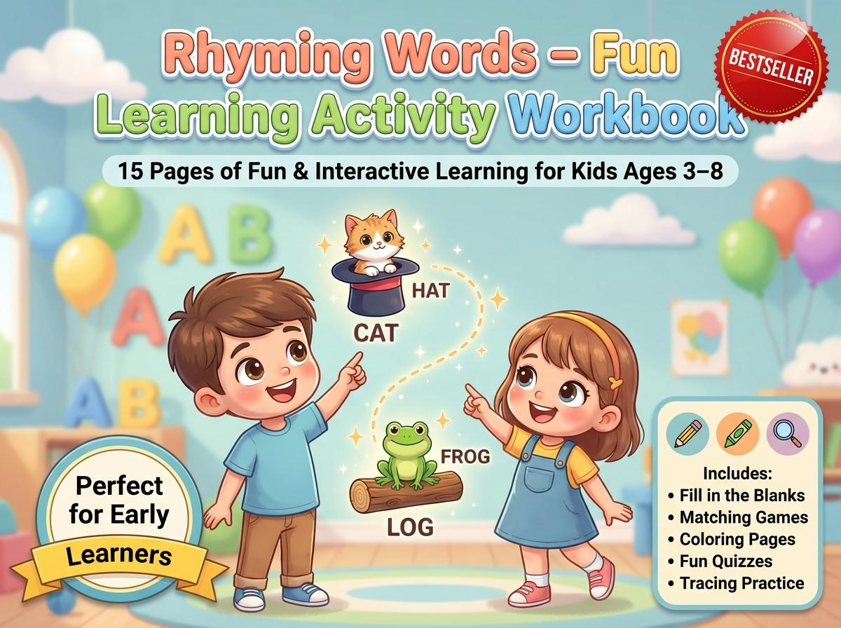 Rhyming Words Activity Workbook - LittleMindsHomeschool