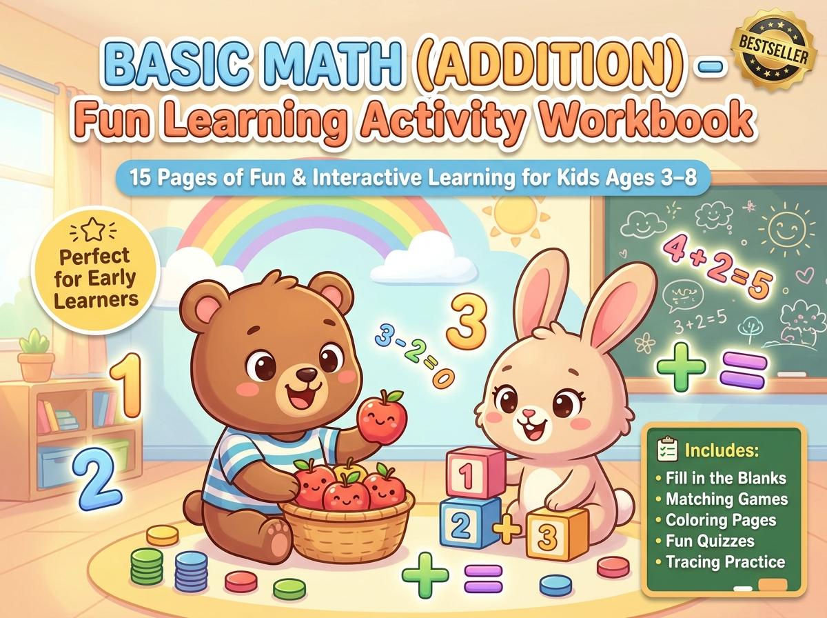 Basic Math Addition Activity Workbook - LittleMindsHomeschool