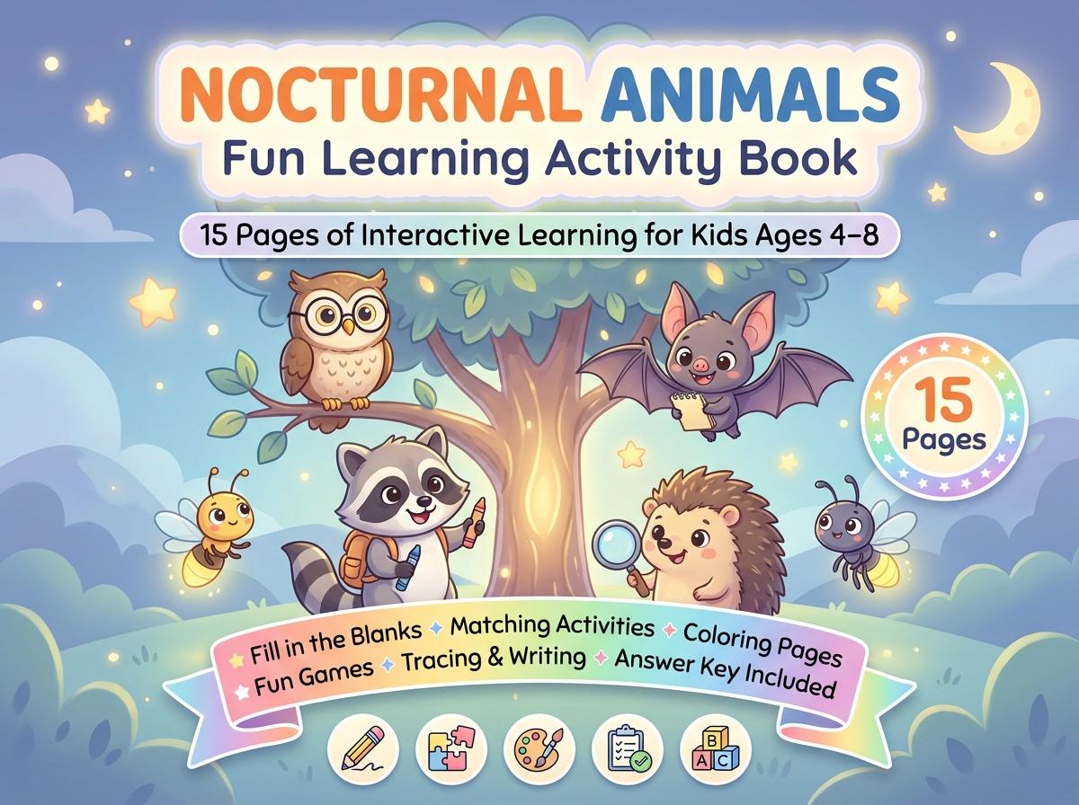 Nocturnal Animals Activity Workbook - LittleMindsHomeschool