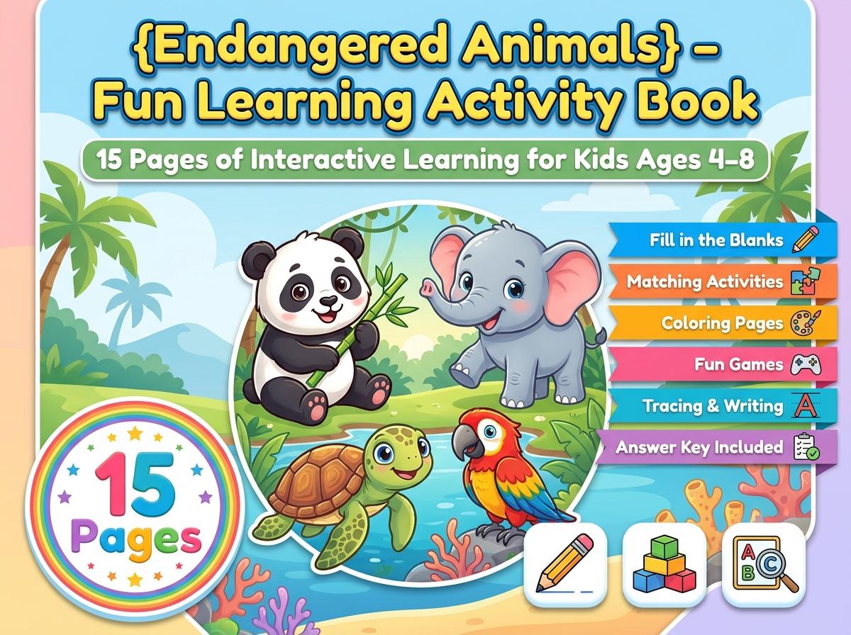 Endangered Animals Activity Workbook - LittleMindsHomeschool