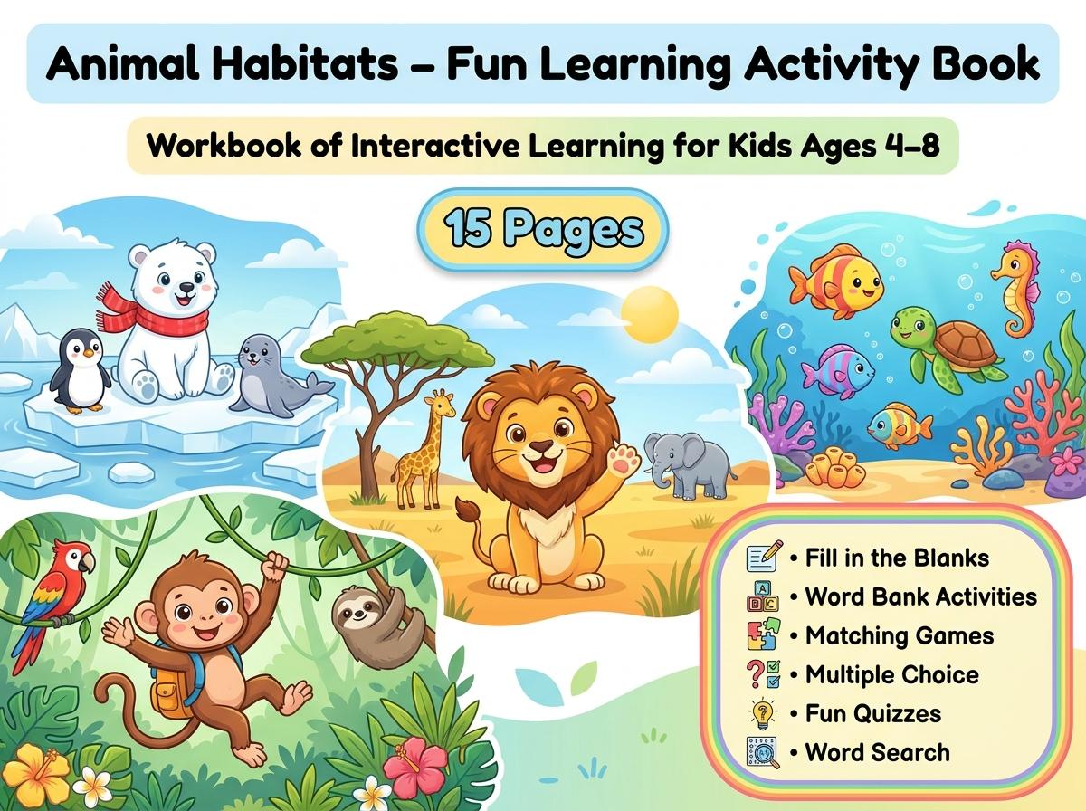 Animal Habitats Activity Workbook - LittleMindsHomeschool