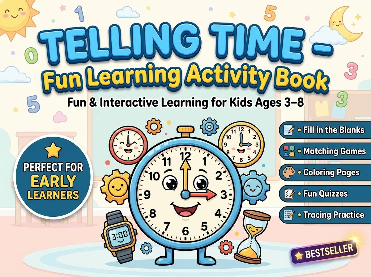 Telling Time Activity Workbook - LittleMindsHomeschool