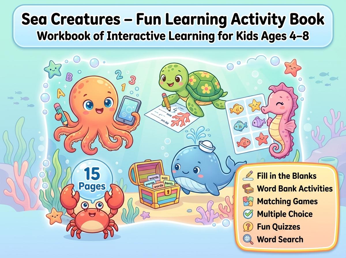 Sea Creatures Activity Workbook - LittleMindsHomeschool