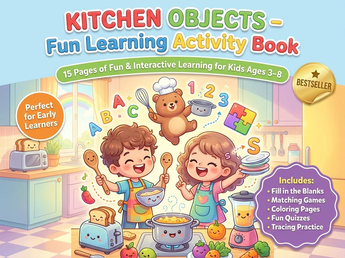 Kitchen Objects Activity Workbook - LittleMindsHomeschool