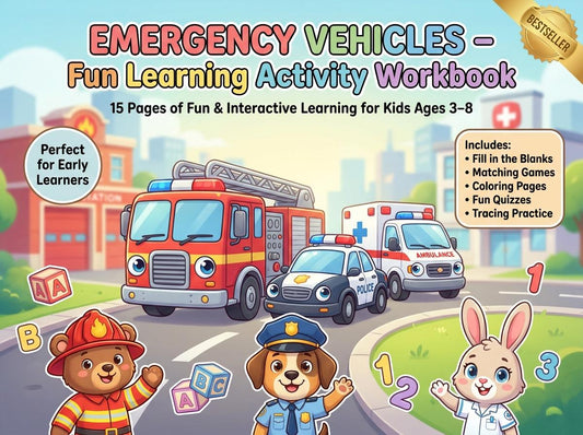Emergency Vehicles Activity Workbook - LittleMindsHomeschool