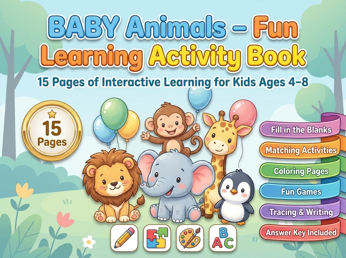 Baby Animals Activity Workbook - LittleMindsHomeschool