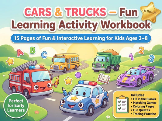 Cars and Trucks Activity Workbook - LittleMindsHomeschool